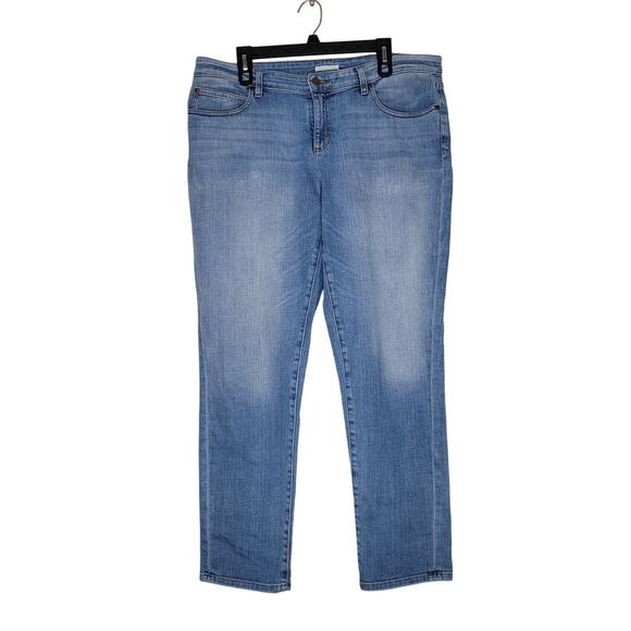 Eileen Fisher Jeans Womens 14 Blue Mid Tapered Organic Cotton Stretch Comfort - Picture 1 of 5